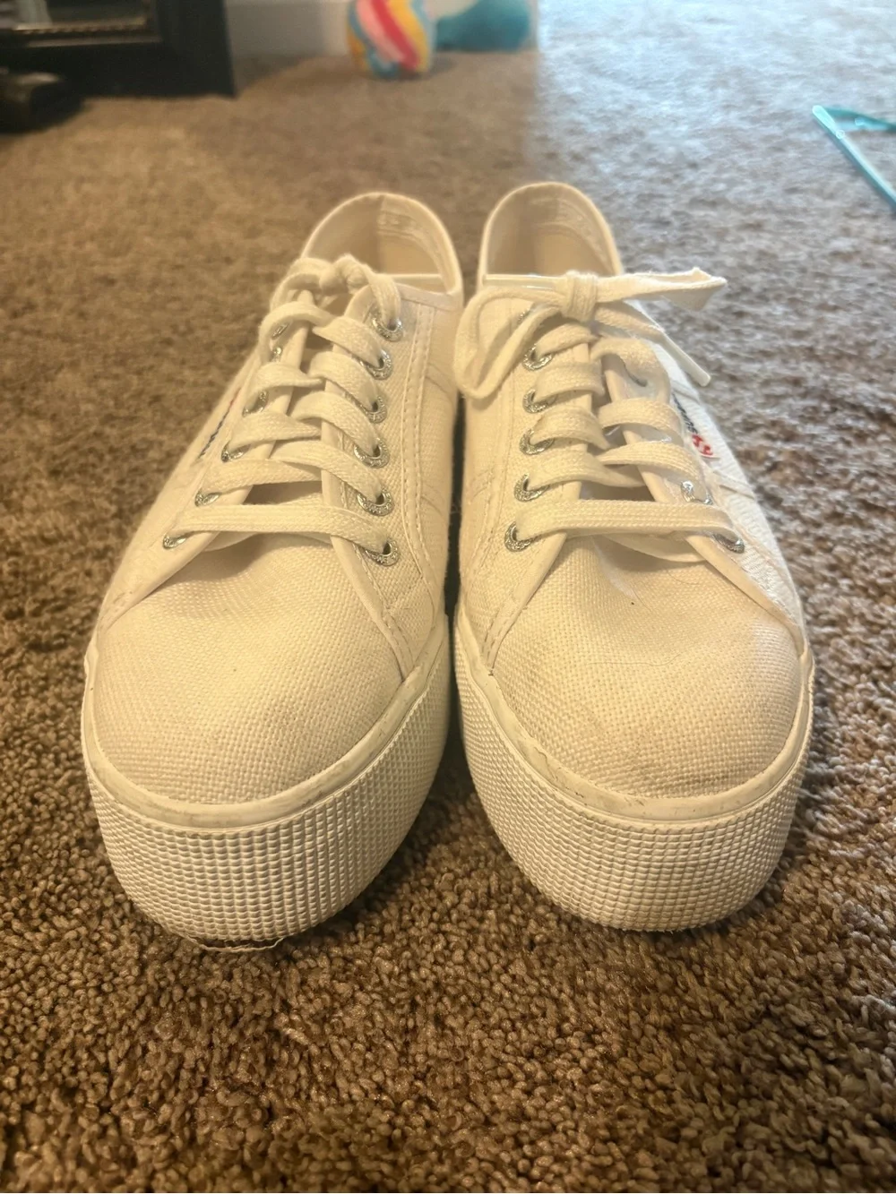 Superga Cream Platform Canvas Sneakers